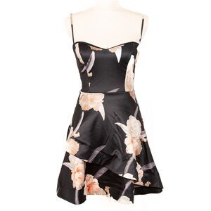 Charlotte Russe Sleeveless Black Dress with Large Floral Print